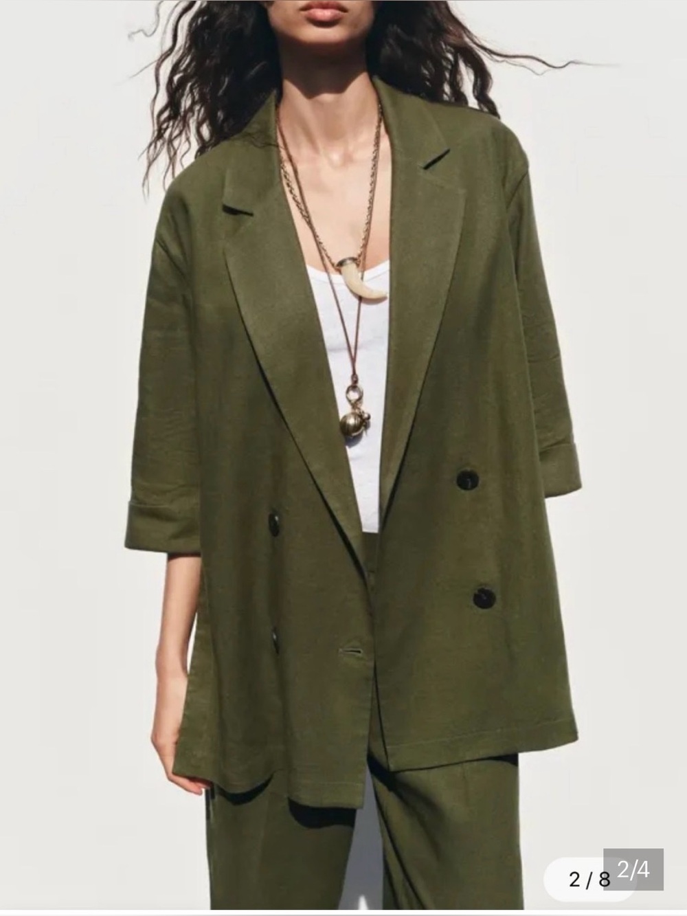 Zara NWT Olive Linen-Blend Blazer